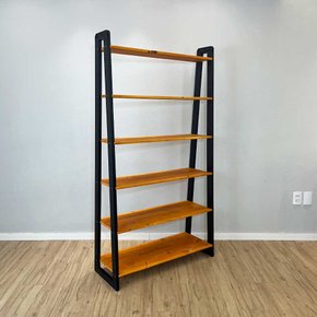 estante a 6 prateleiras de madeira pinus linea ample carvalho e preto5