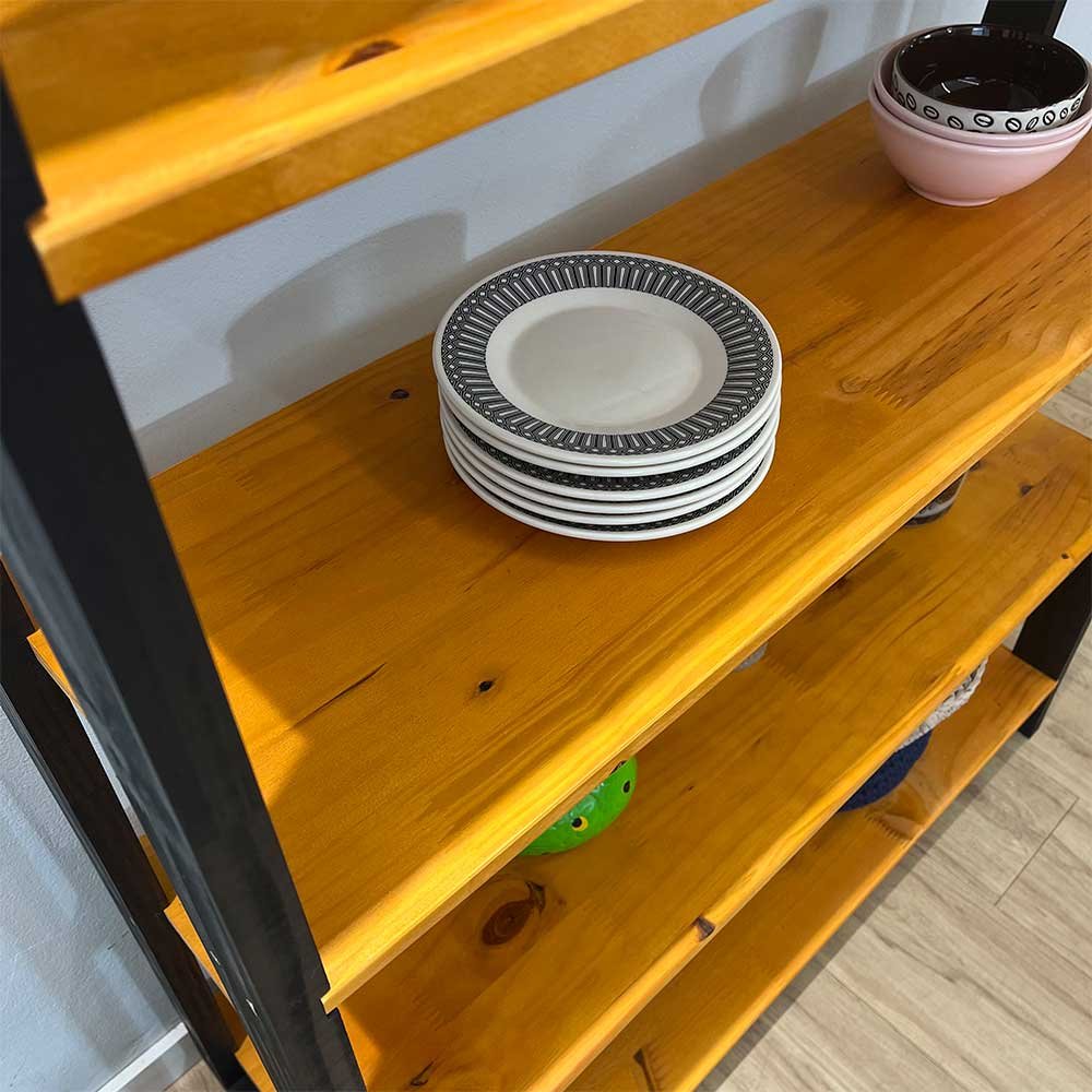 estante a 6 prateleiras de madeira pinus linea ample carvalho e preto8