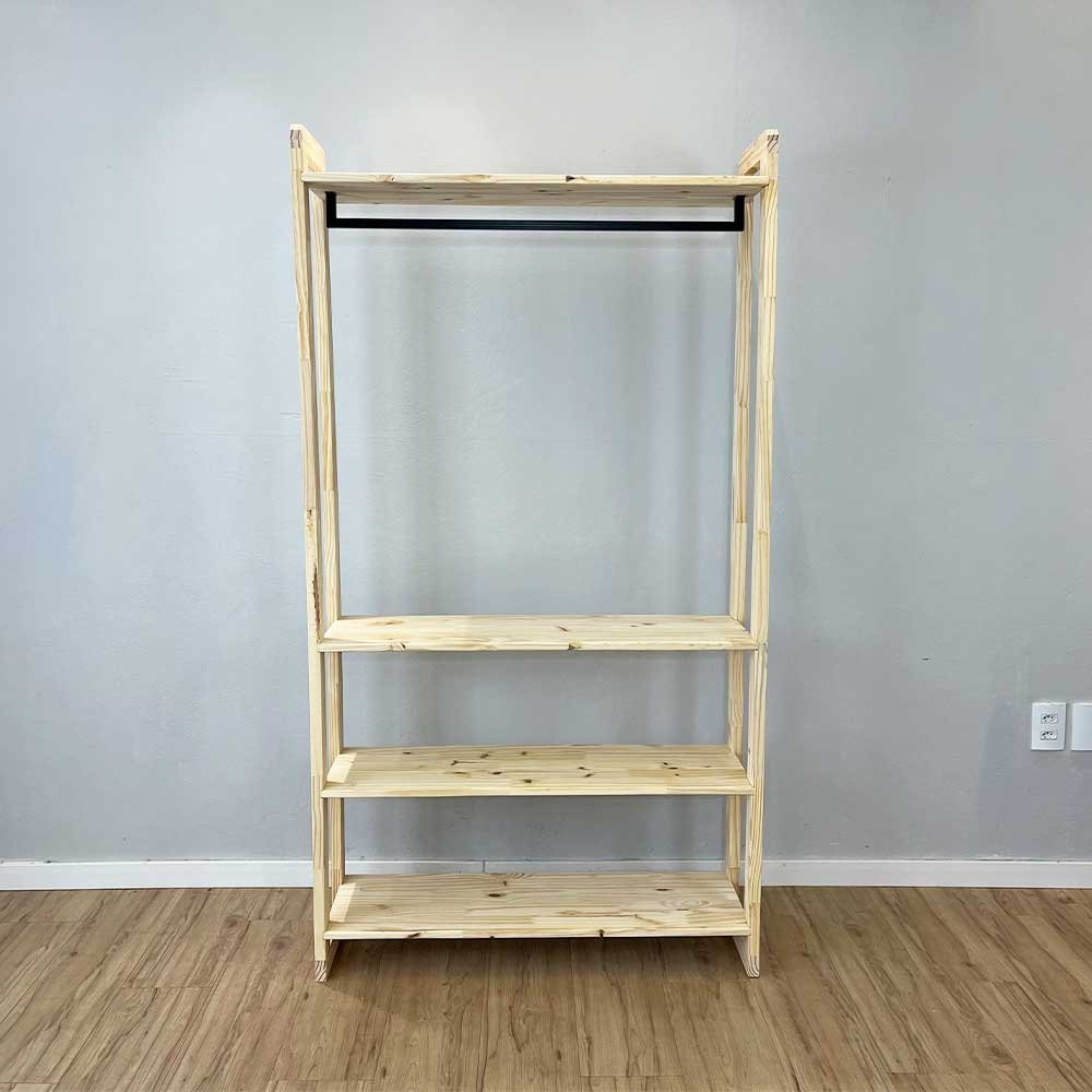 09 arara de roupas de madeira pinus linea ample natural