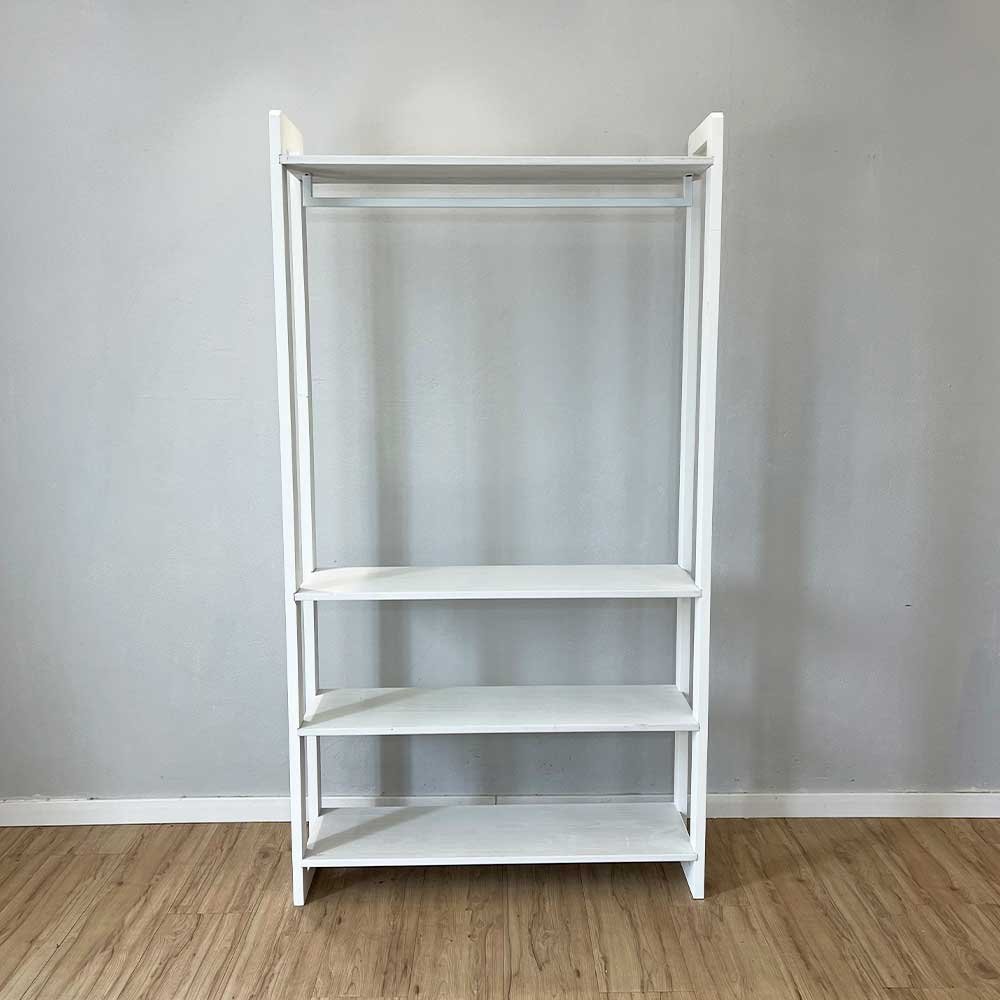 31 arara de roupas de madeira pinus linea ample branco