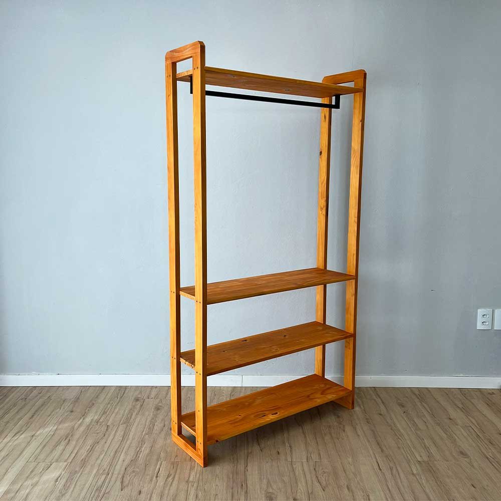 17 arara de roupas de madeira pinus linea ample carvalho