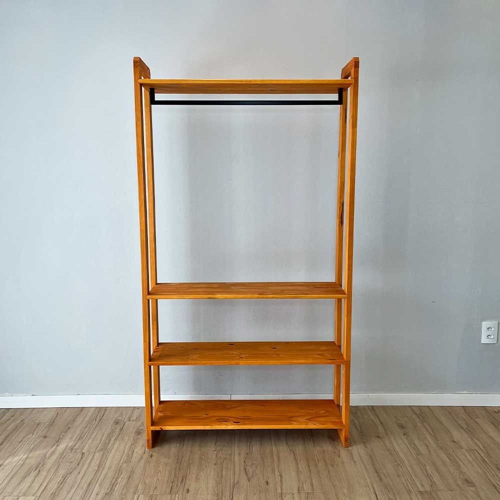 18 arara de roupas de madeira pinus linea ample carvalho