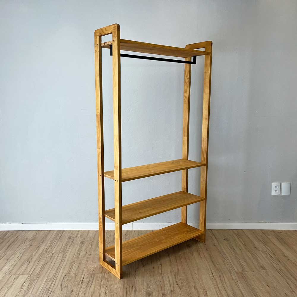 33 arara de roupas de madeira pinus linea ample nozes