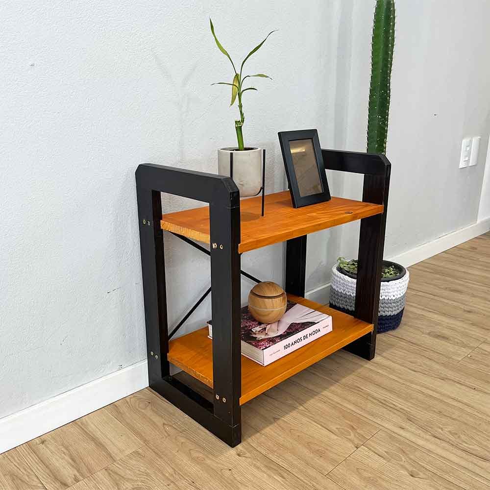 05 mesa lateral de madeira pinus linea carvalho e preto