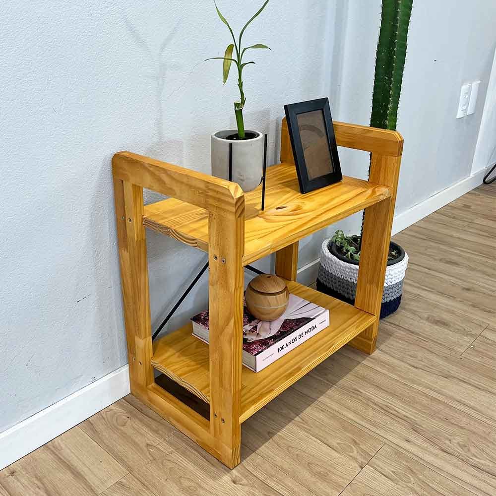 10 mesa lateral de madeira pinus linea nozes