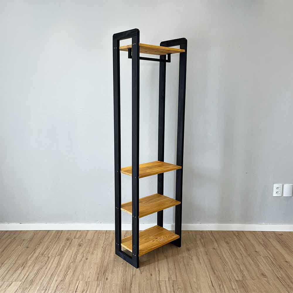 arara de roupas de madeira pinus linea slim nozes e preto4