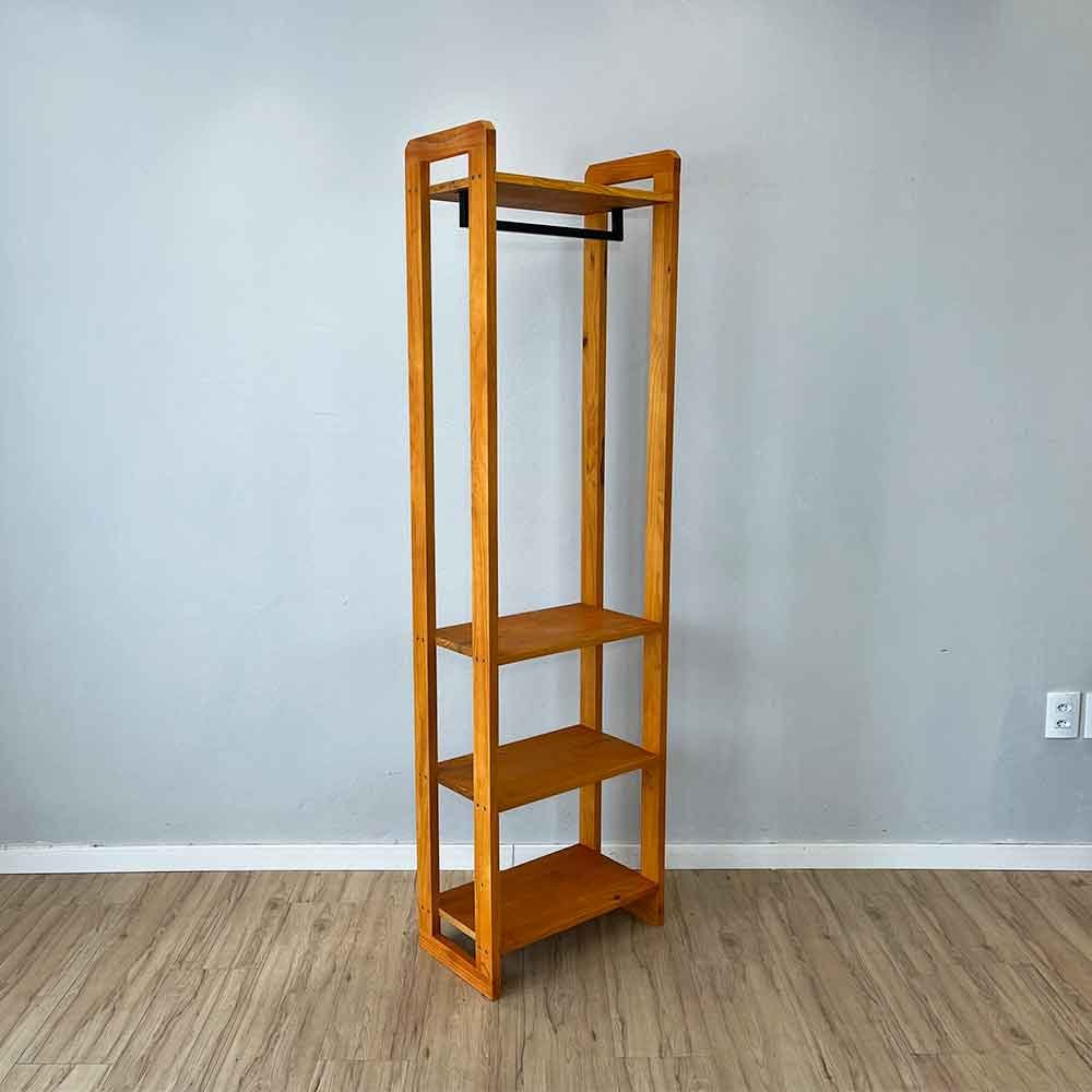 arara de roupas de madeira pinus linea slim carvalho2
