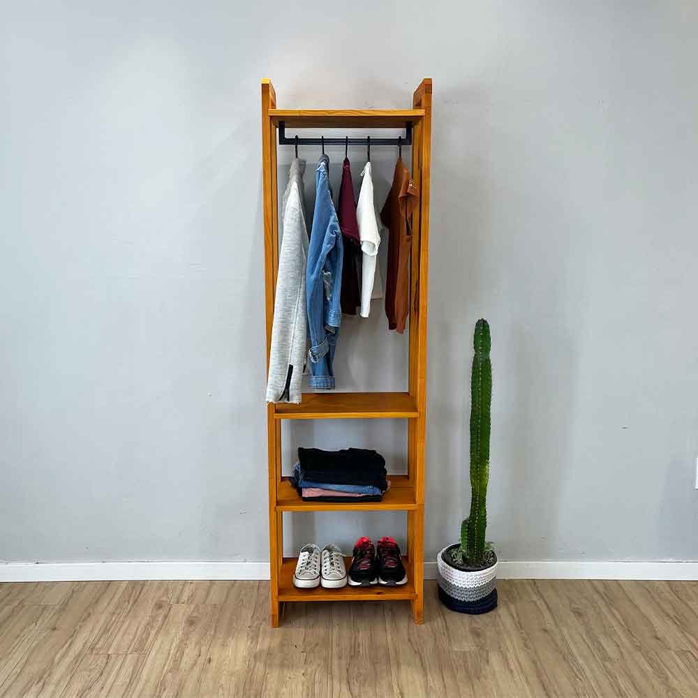 arara de roupas de madeira pinus linea slim carvalho5