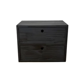 nicho dual de madeira com gaveta preto