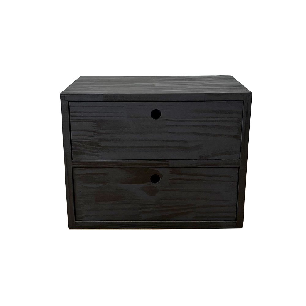nicho dual de madeira com gaveta preto