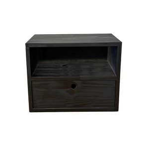 nicho dual de madeira com 1 prateleira e 1 gaveta preto