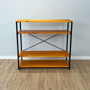 aparador de ferro e madeira style industrial carvalho e preto frontal