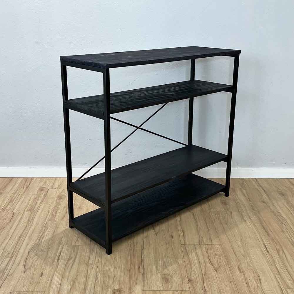 02 aparador de ferro e madeira style industrial preto