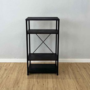 aparador de ferro e madeira style slim industrial preto