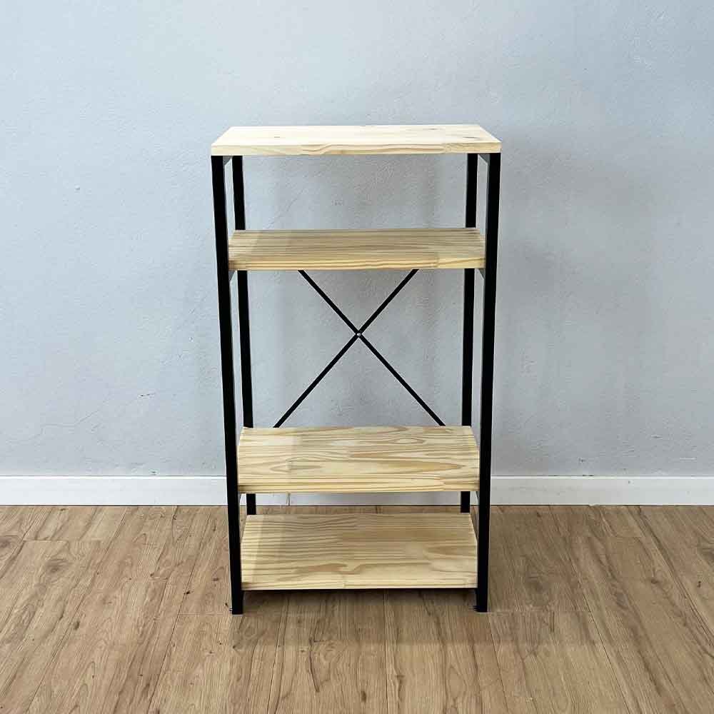 05 aparador de ferro e madeira style slim industrial natural e preto