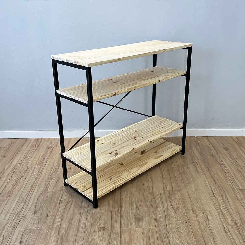 05 aparador de ferro e madeira style industrial natural e preto