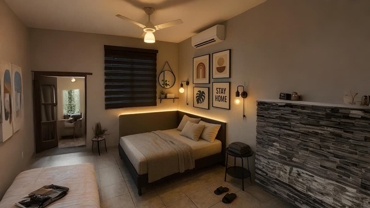 quarto de casa com decoracao futurista