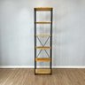 Estante Industrial de Ferro e Madeira Style Slim 6 Prateleiras Nozes e Preto