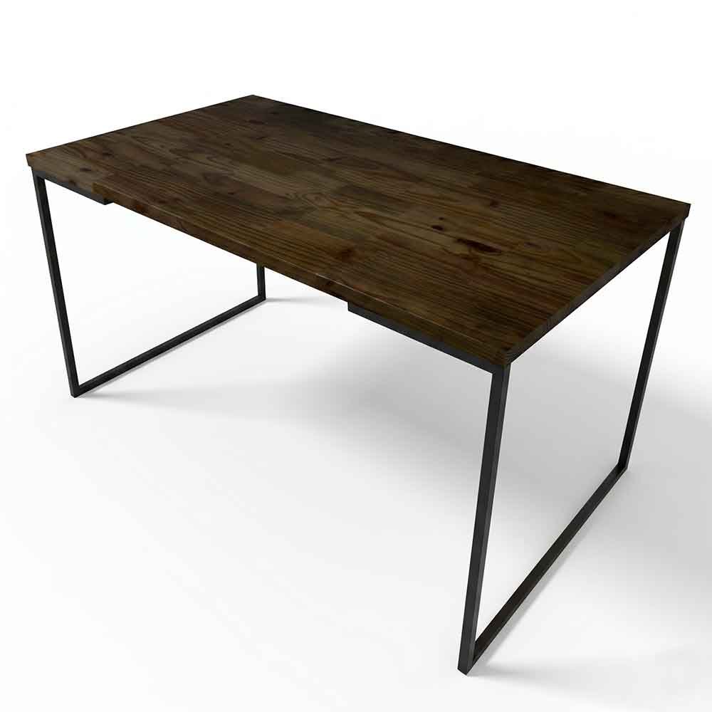 mesa de jantar industrial de ferro e madeira style 6 lugares tabaco e preto1