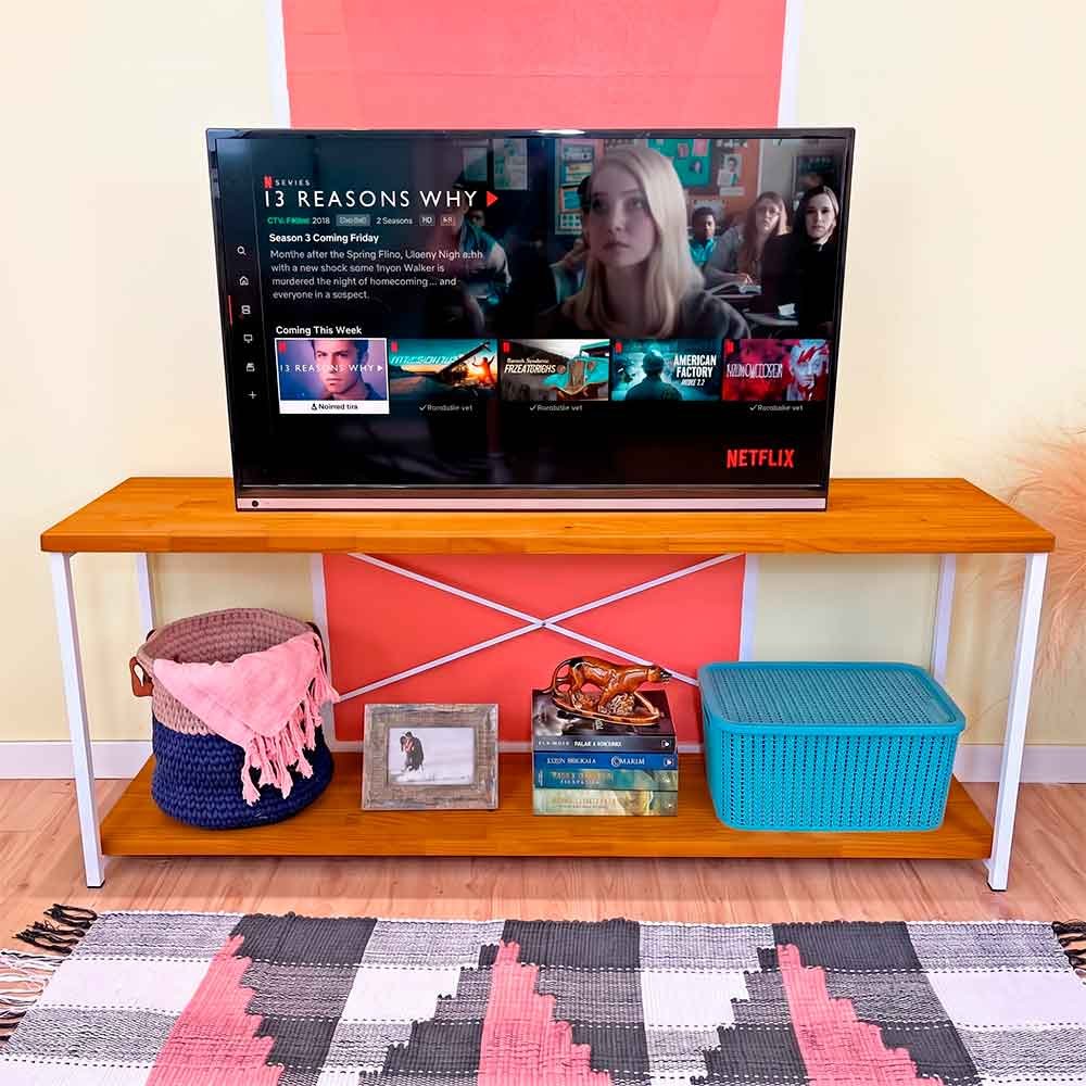 rack tv industrial de ferro e madeira style square carvalho e branco1