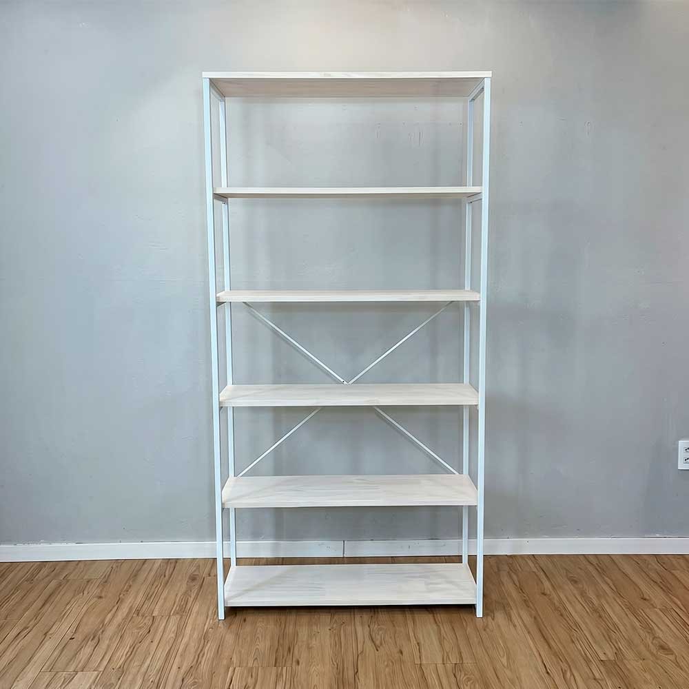 estante industrial de ferro e madeira style ample 6 prateleiras branco