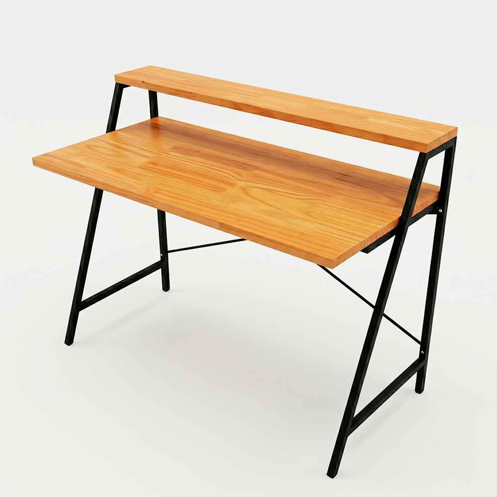 mesa de escritorio industrial de ferro e madeira style stair 100cm nozes e preto1