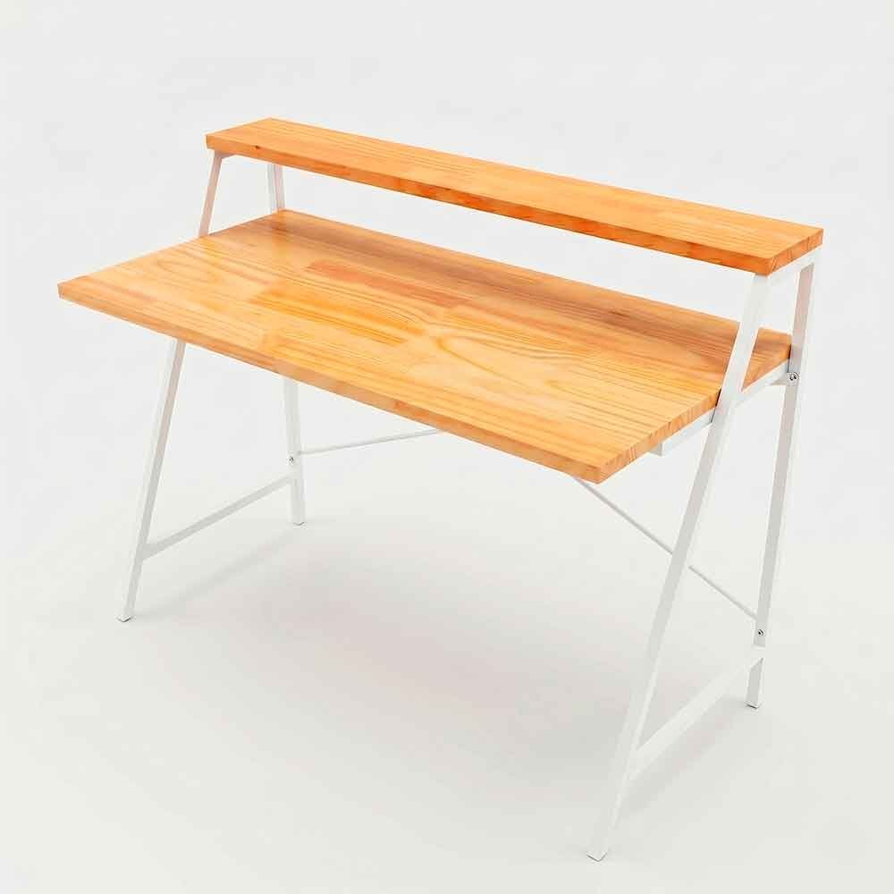 mesa de escritorio industrial de ferro e madeira style stair 100cm nozes e branco2