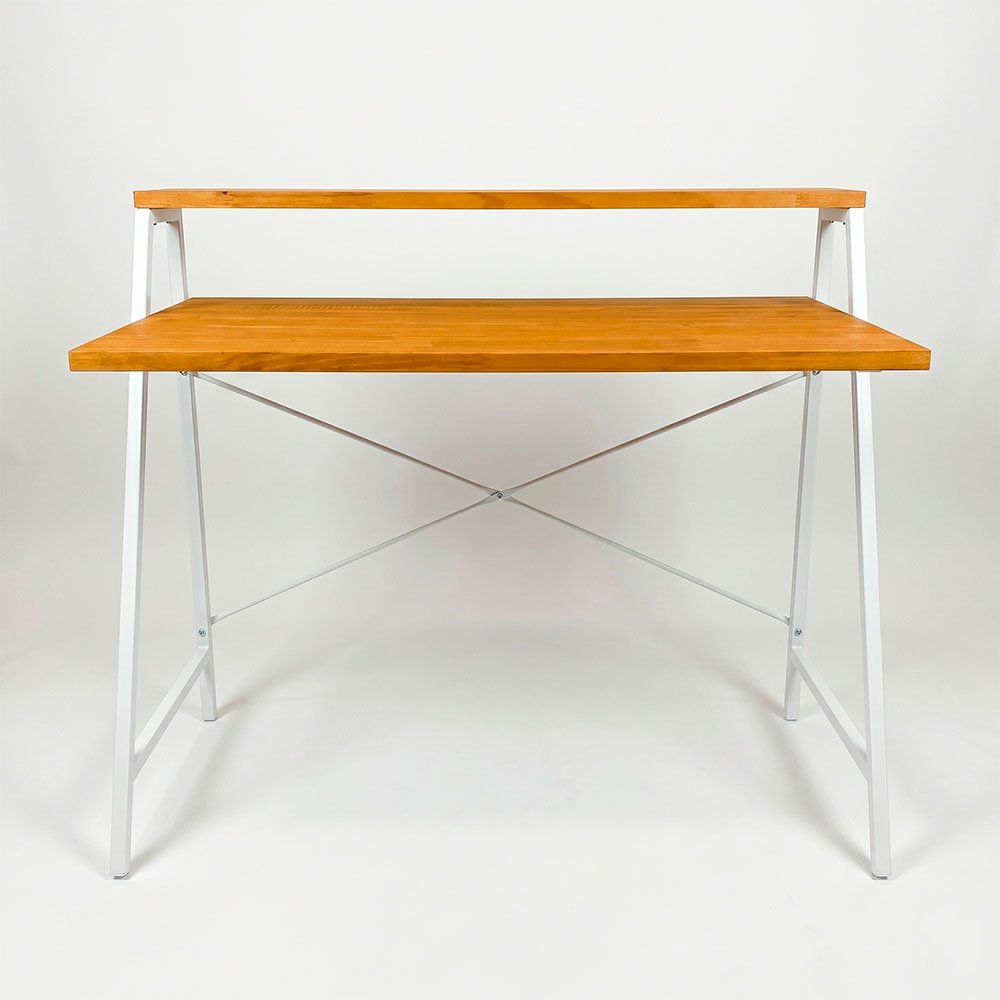 mesa de escritorio industrial de ferro e madeira style stair 100cm carvalho e branco1