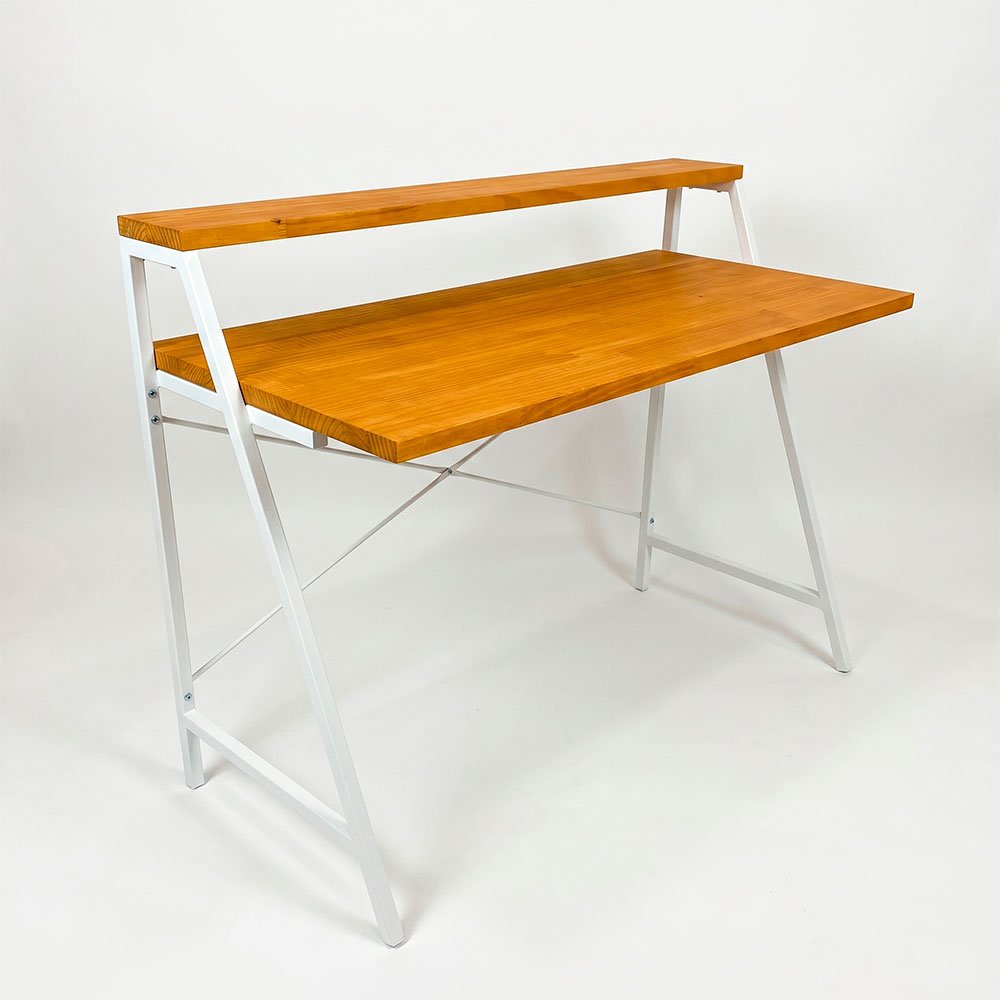 mesa de escritorio industrial de ferro e madeira style stair 100cm carvalho e branco2