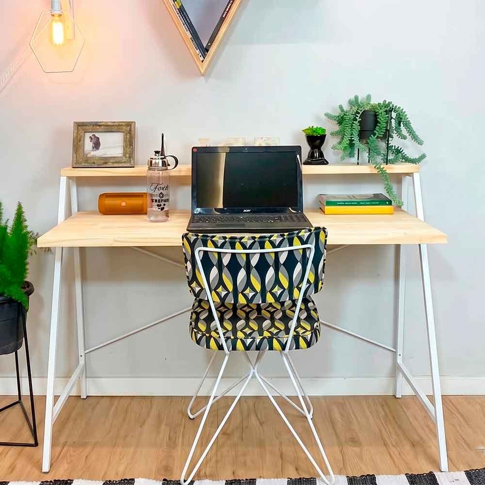 mesa de escritorio industrial de ferro e madeira style stair 124cm natural e branco2