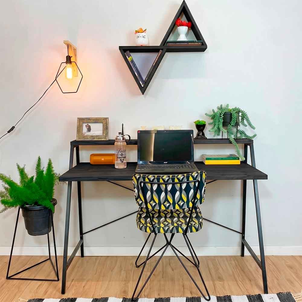 mesa de escritorio industrial de ferro e madeira style stair 124cm preto2